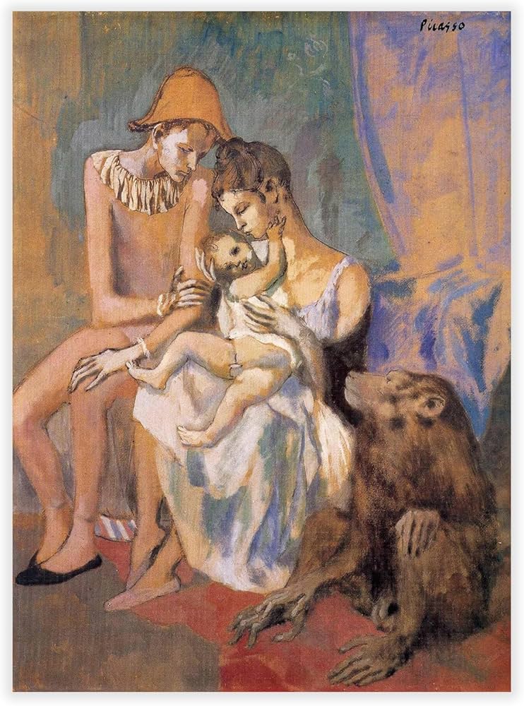 Amazon.co.jp: パブロ・ピカソの壁画《猿と曲芸師の家族》ポスター